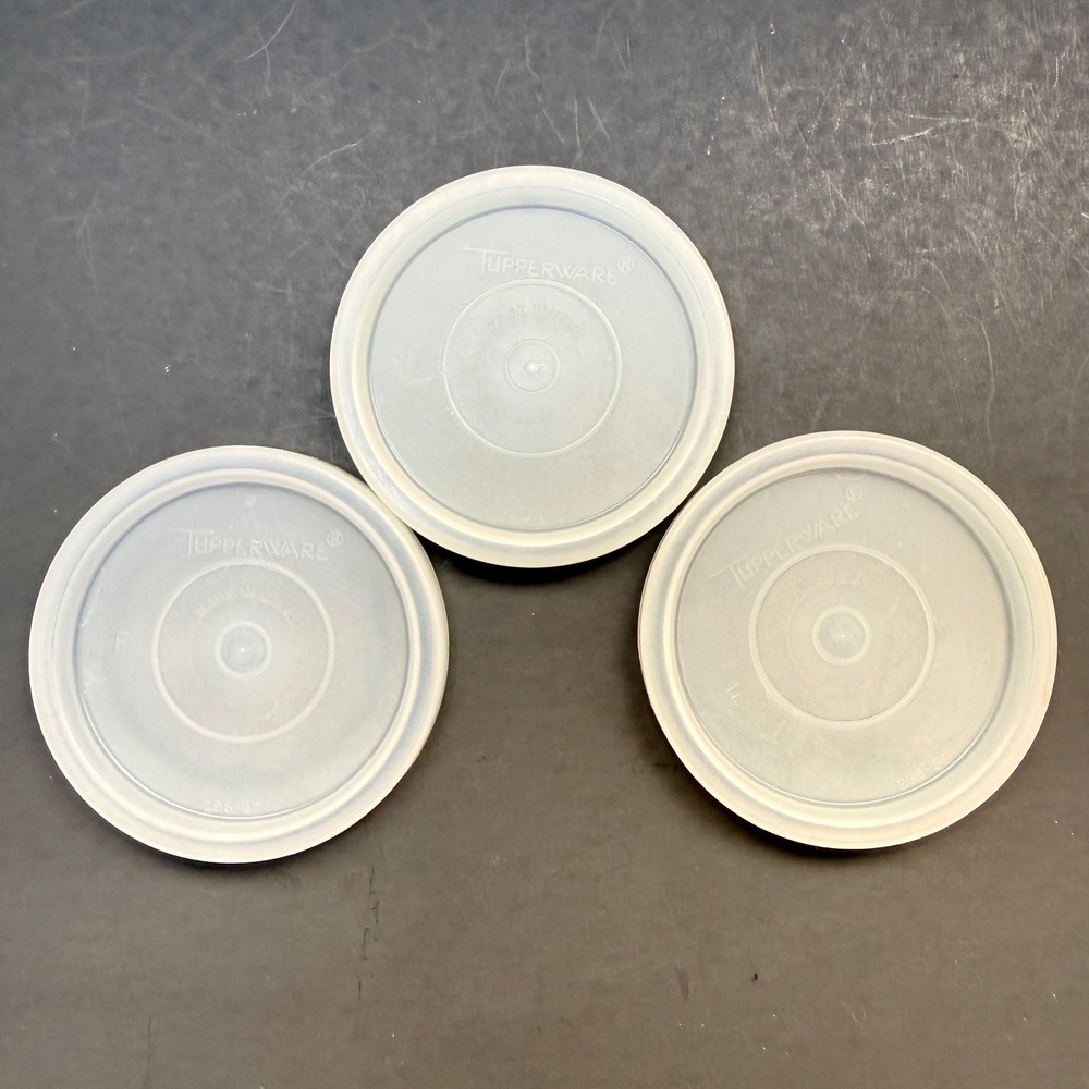 Tupperware Replacement Lids 296-50 Sheer White Round Seal 3 Inch Set of 3 USA‎